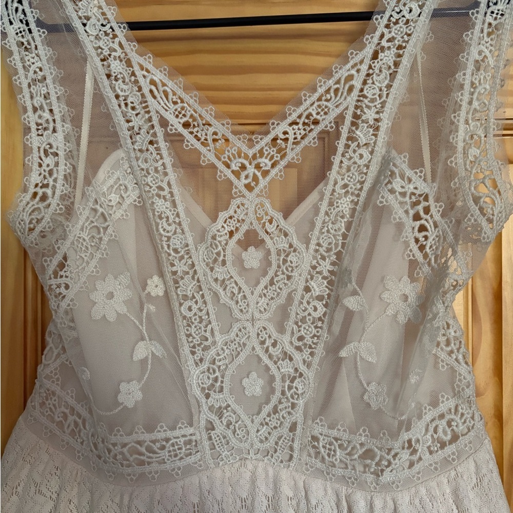 Free People | Victoria Lace Mini Dress in Ivory - Picture 5 of 11